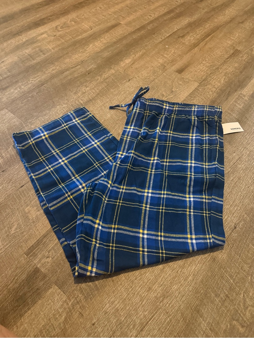 Sonoma Blue Plaid Flannel Pajama Pants with Yellow Accents